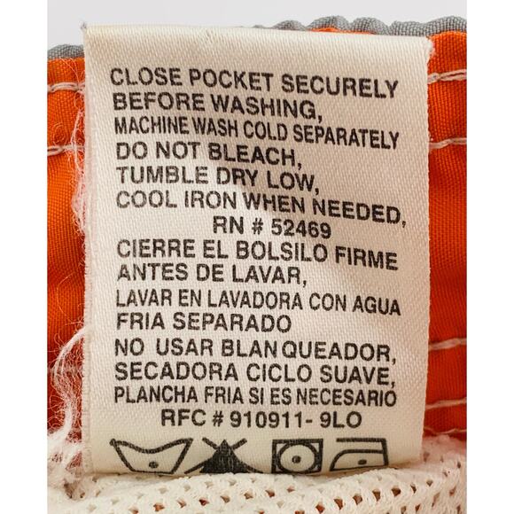 Sand And Sun Boys Swim 10-12 M Shorts Gray Orange Pockets Inner Pocket Imperfect - Picture 11 of 16